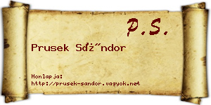 Prusek Sándor névjegykártya