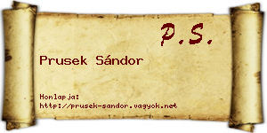Prusek Sándor névjegykártya